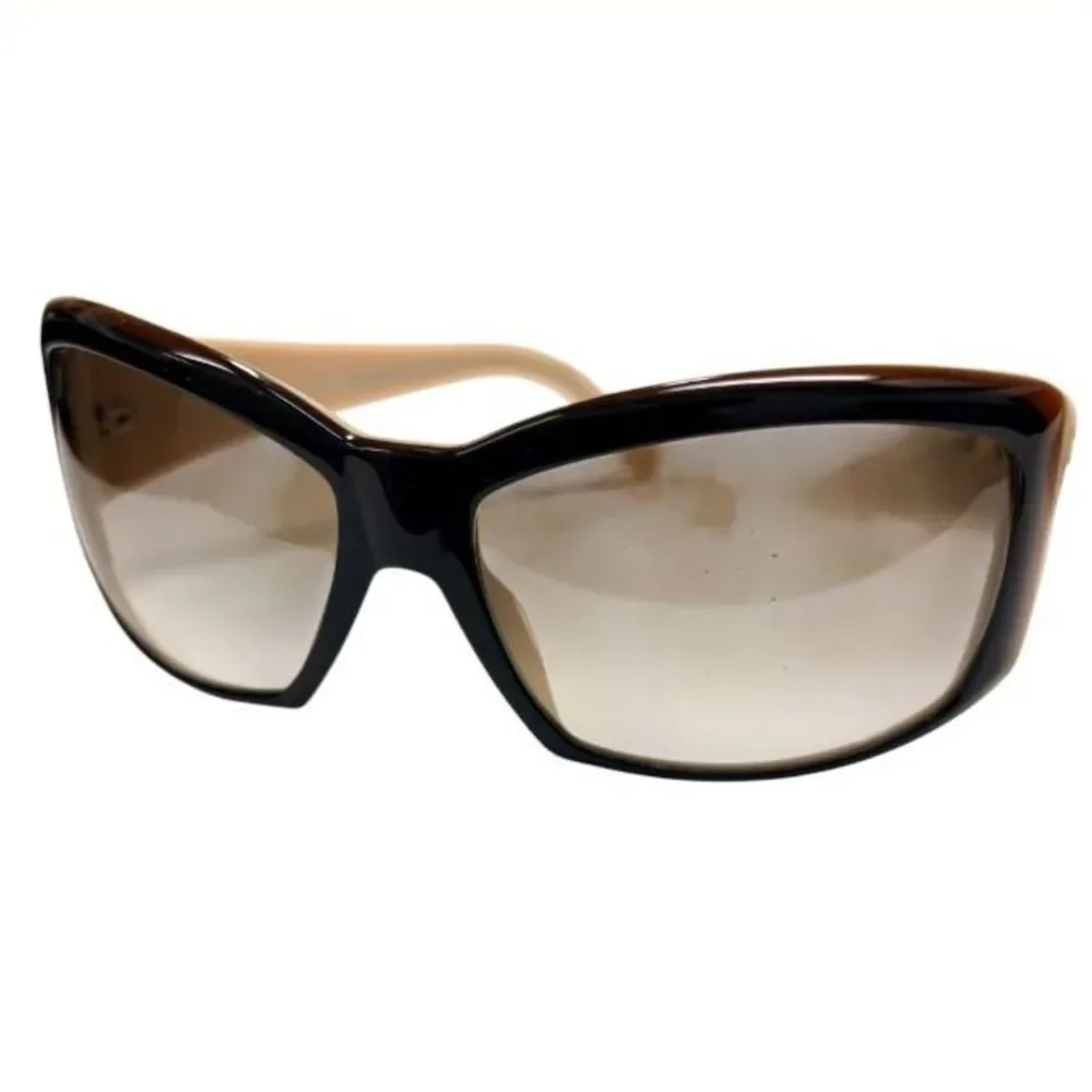 Versace Model 4069-B Sunglasses Beige Tan Crystal Greca Pattern Wrap/Shield Y2k